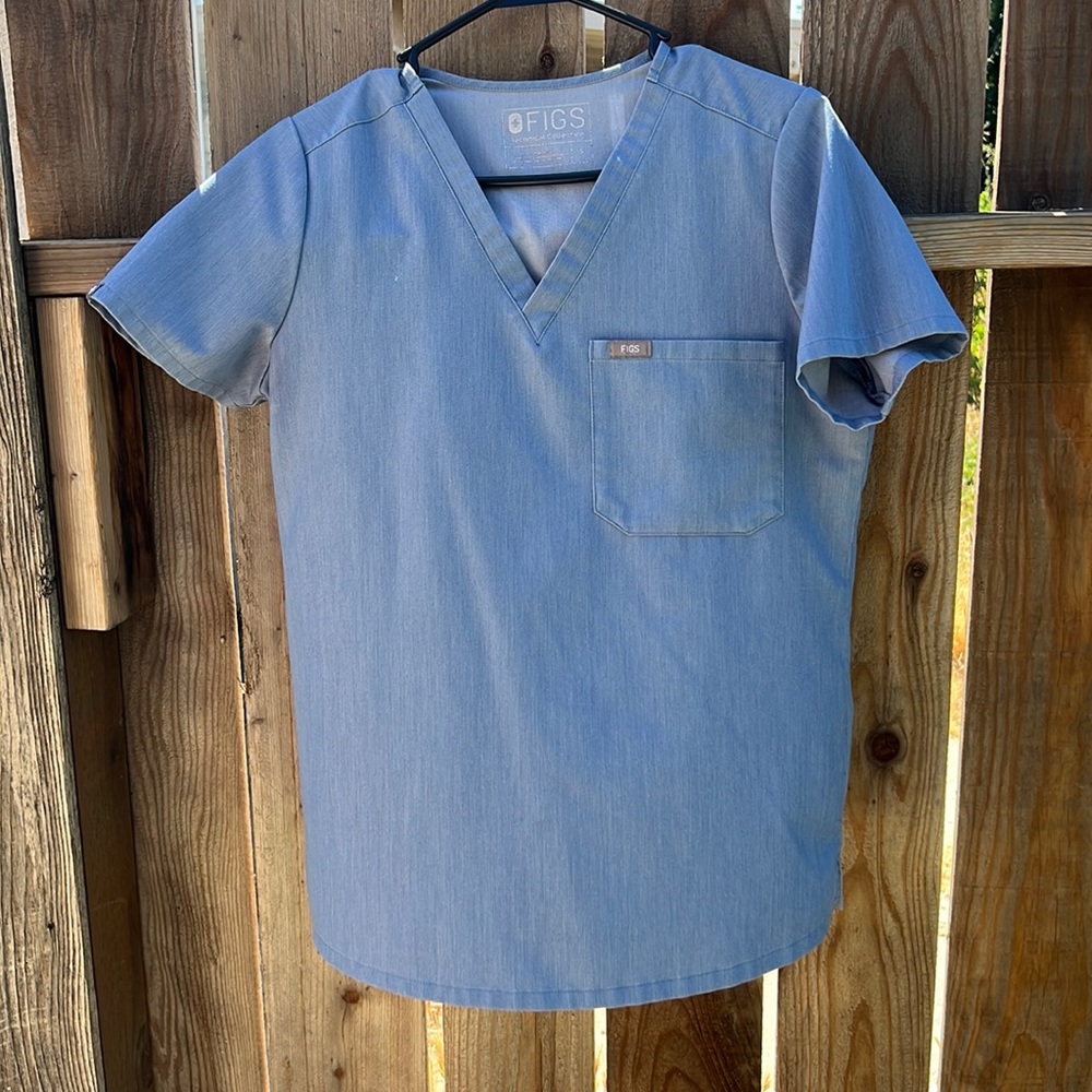 Figs Heather denim small scrub top